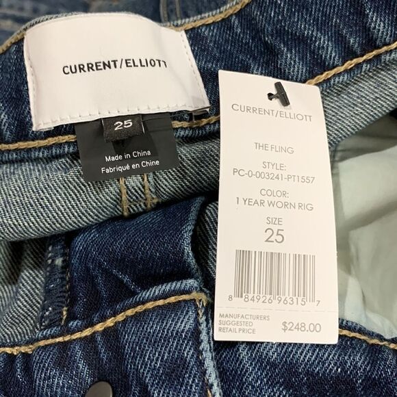 Current Elliott The Fling “1 year worn Rig” mid rise Boyfriend blue jeans. NWT - Picture 15 of 16